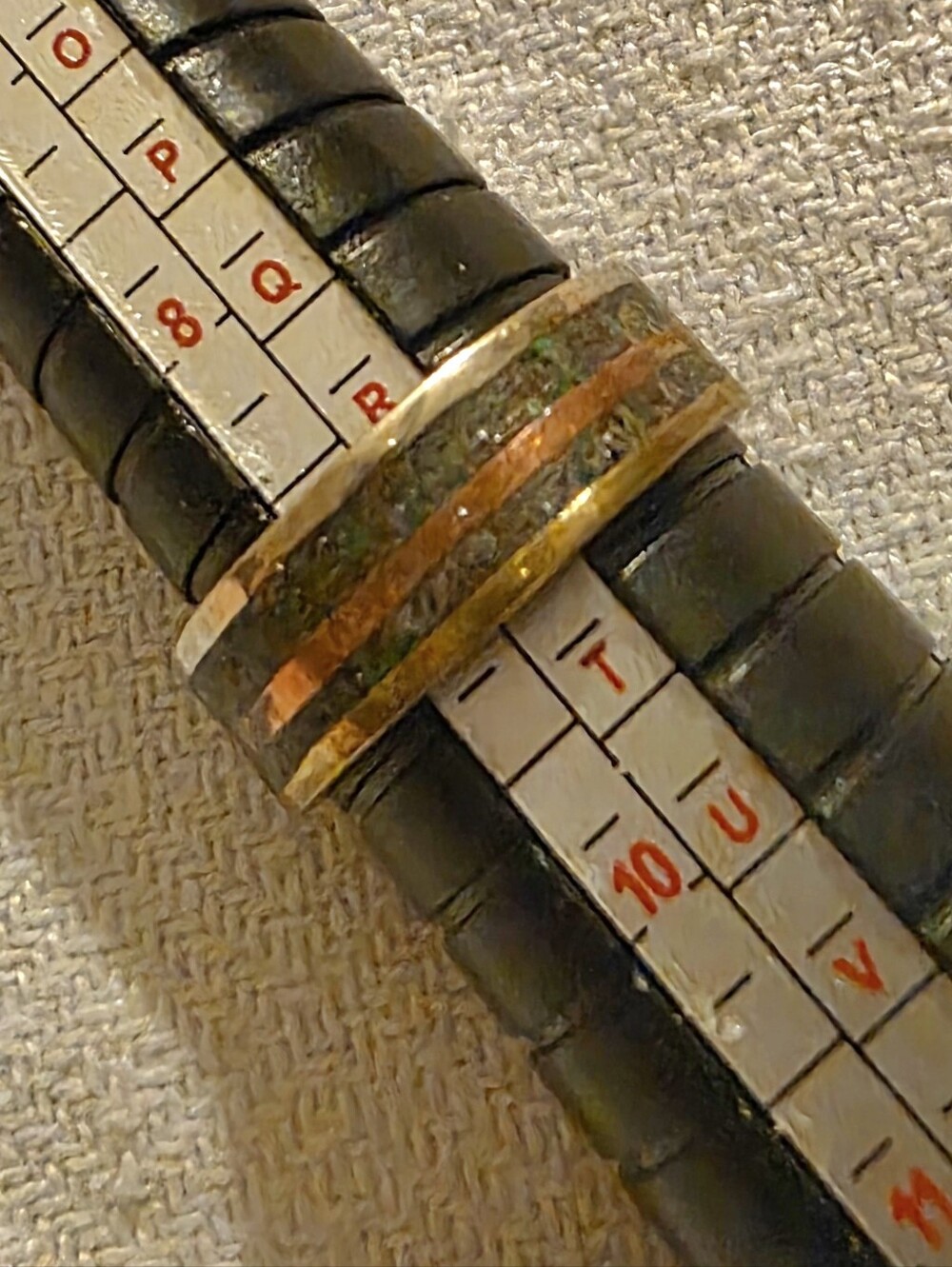 Vintage 1960a Silver, Copper, Brass & Turquoise Band Ring